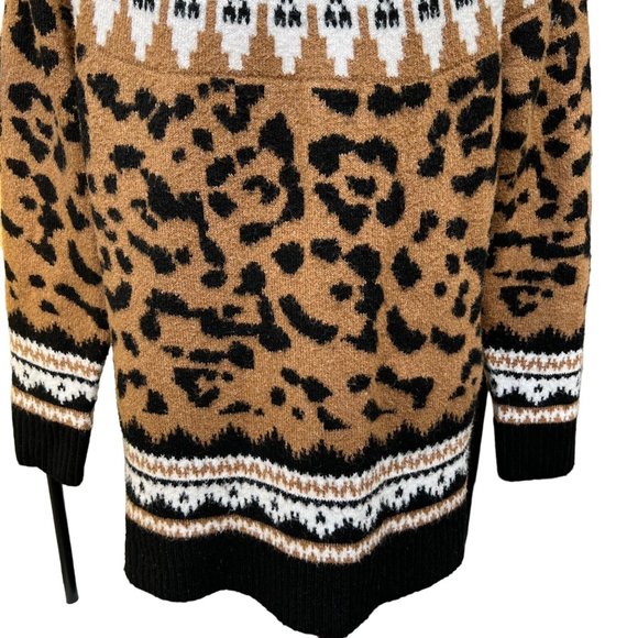 Torrid Womens Leopard Fair Isle Scandanavian Nordic Sweater Black Brown Size 1 - Picture 6 of 11